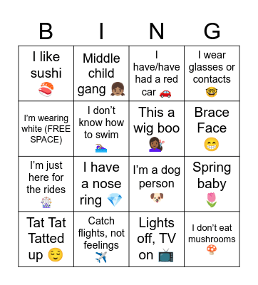 Please mark each space you have in common with the Birthday Girl! Bingo Card