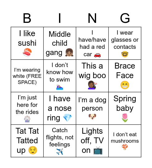 Please mark each space you have in common with the Birthday Girl! Bingo Card