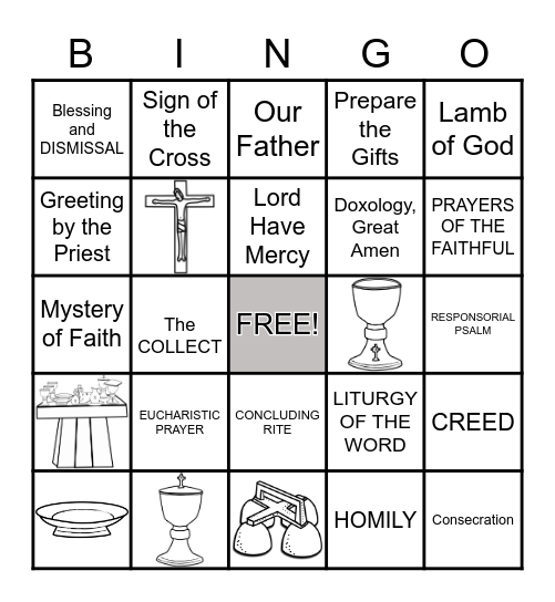 PARTS OF THE MASS Bingo Card