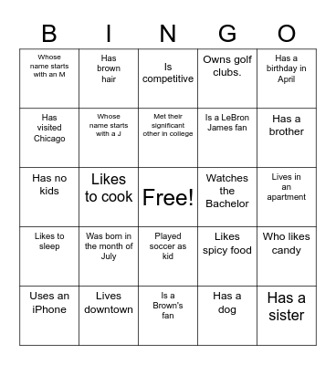 Find someone who Bingo Card
