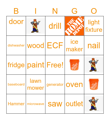 Home Depot Bingo Card