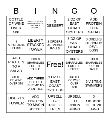 LIBERTY KITCHEN MEMORIAL Bingo Card