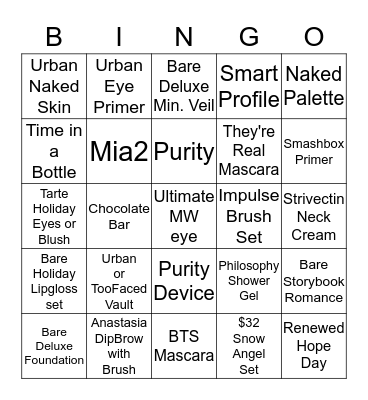 Impulse Holiday Bingo!!! 3MM for each Bingo (no limit!) Bingo Card