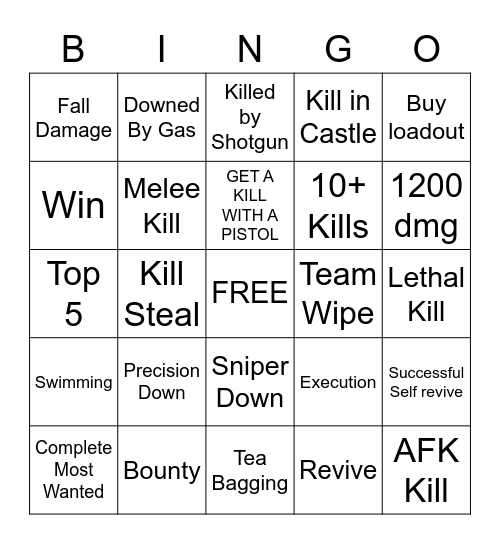 WARZONE BINGO Card