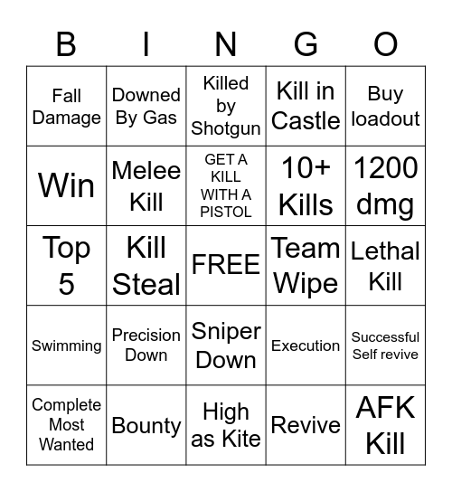 WARZONE BINGO Card