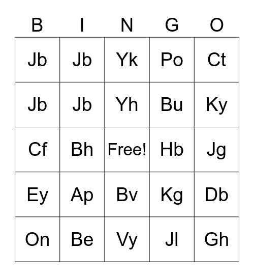 Ev Bingo Card