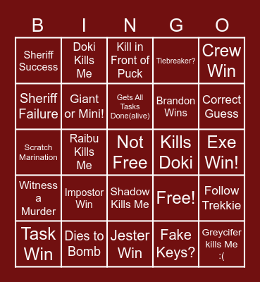 On the House, right? Bingo Card