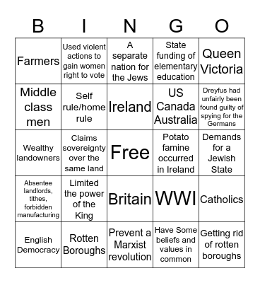 Global  Chapter 7 Review Bingo Card