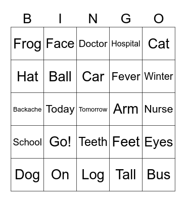 Lesson 6 Bingo Card