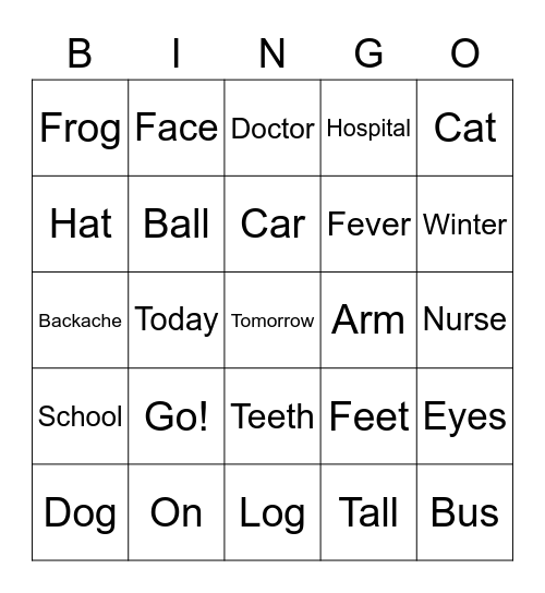 Lesson 6 Bingo Card