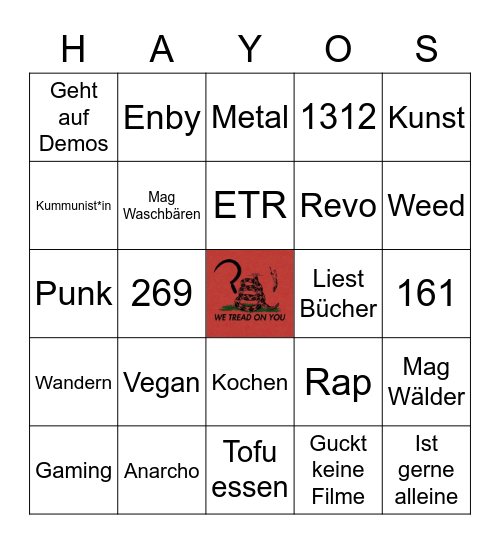Hayos Bingo Card