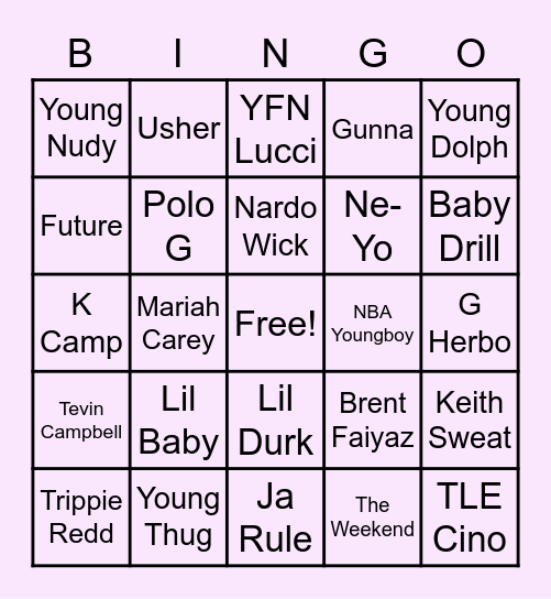 Trap Bingo🎶 Bingo Card