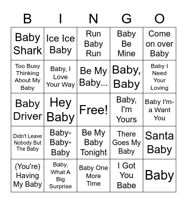 Cusick Baby Bingo Card