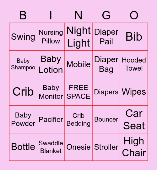 Baby Gift Bingo Card