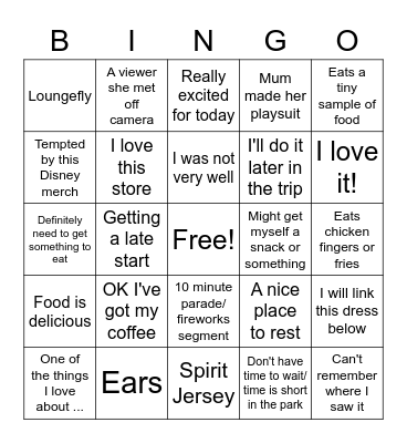 Disney in Detail Bingo Card
