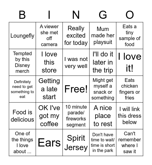 Disney in Detail Bingo Card