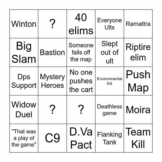 Overwatch 2 Ranked Bingo Card