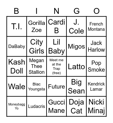Trap Bingo Card