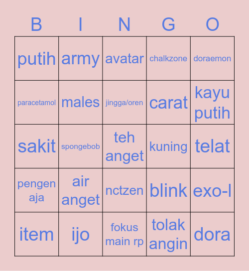 lala Bingo Card