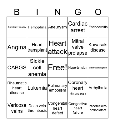 Heart stuff Bingo Card