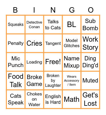 Ettie Tori Stream Bingo Card