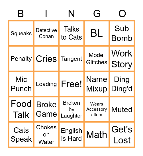 Ettie Tori Stream Bingo Card