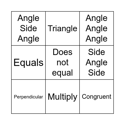 Geometry Proof - Symbols Bingo Card