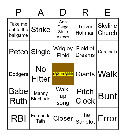 Padres BINGO Card