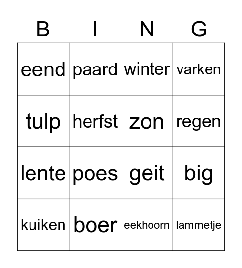 Lente (2) Bingo Card