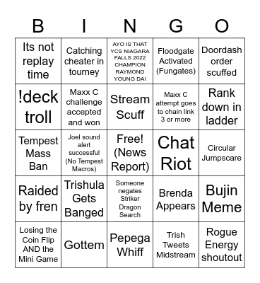 Trishula Stream Bingo Card