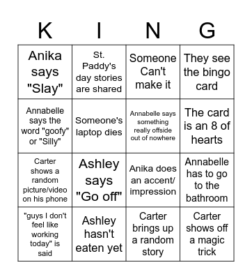KS340 Bingo Card