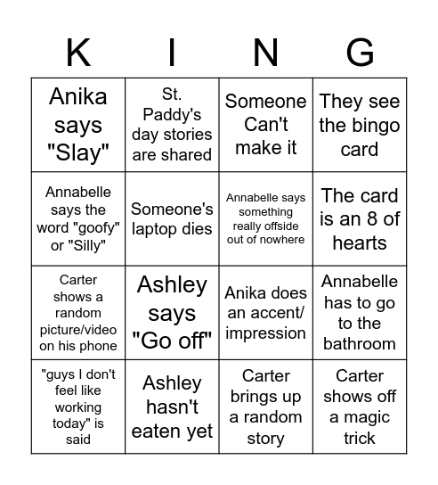 KS340 Bingo Card