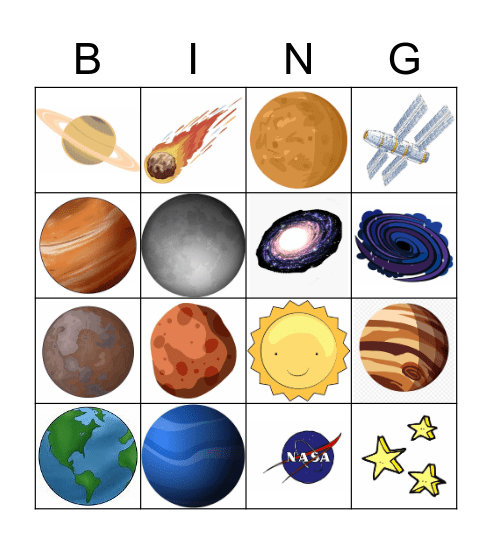 SPACE Bingo Card