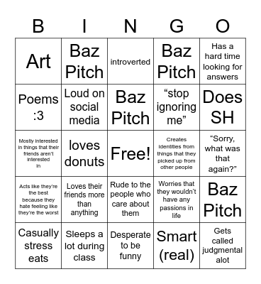 Kinnie Bingo Card