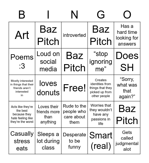 Kinnie Bingo Card