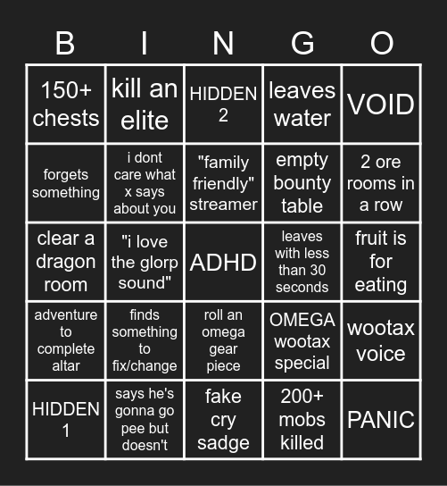 tangofrags bingo Card