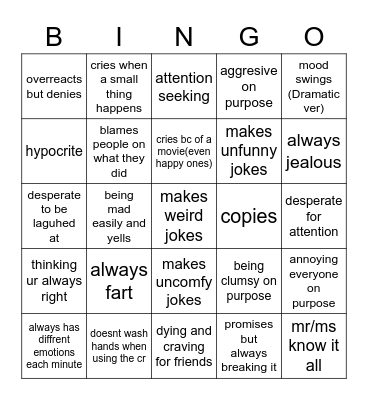 bingo but it gets worse Bingo Card