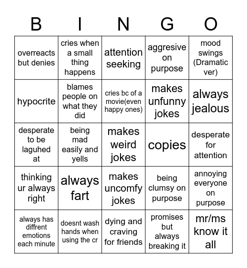 bingo but it gets worse Bingo Card