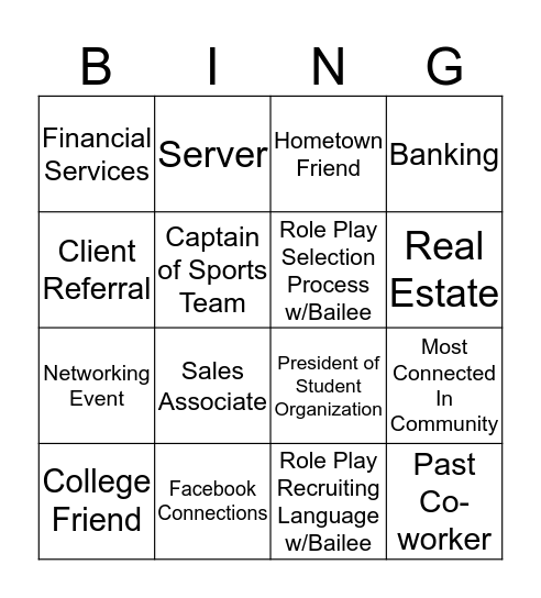 Recruiting Bingo Card