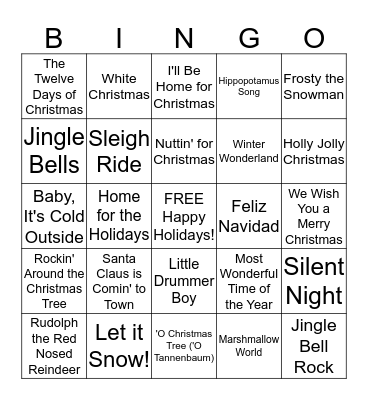 HOLIDAY SONG Bingo Card