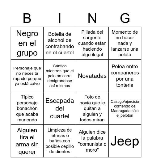 La Chaqueta Metalica Bingo Card