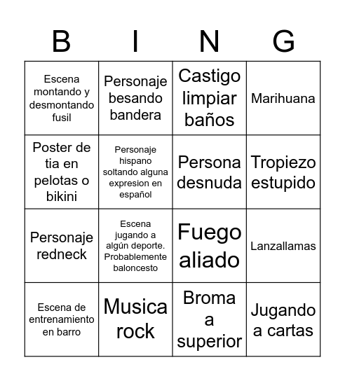 Chaqueta metalica Bingo Card