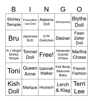 FLORIDA WEST COAST DOLL COLLECTORS Bingo Card