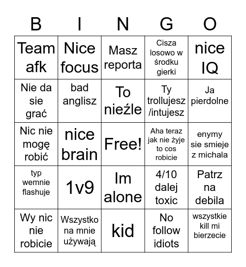 Chudinskie bingo Card