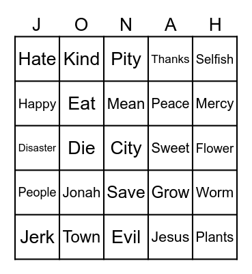Jonah 4: Bingo Card