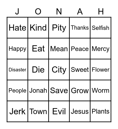 Jonah 4: Bingo Card
