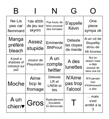 Untitled Bingo Kevin Kévin Bingo Card