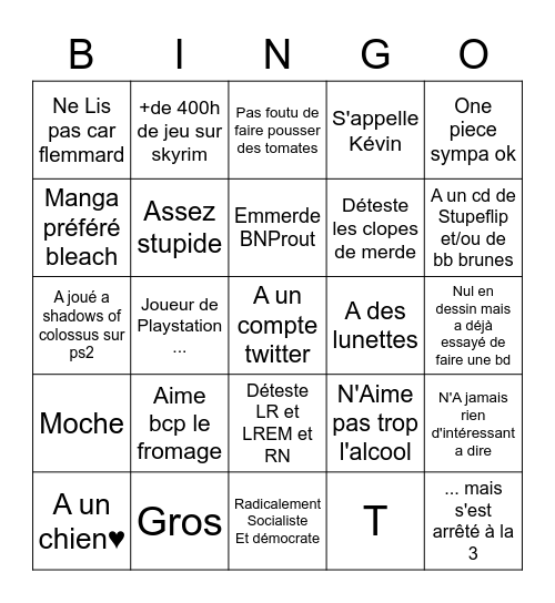 Untitled Bingo Kevin Kévin Bingo Card