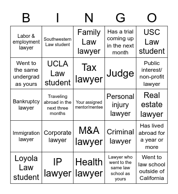 Mentorship Mixer Bingo - One Box per Person! Bingo Card