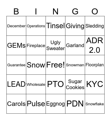 Ally Bingo Card